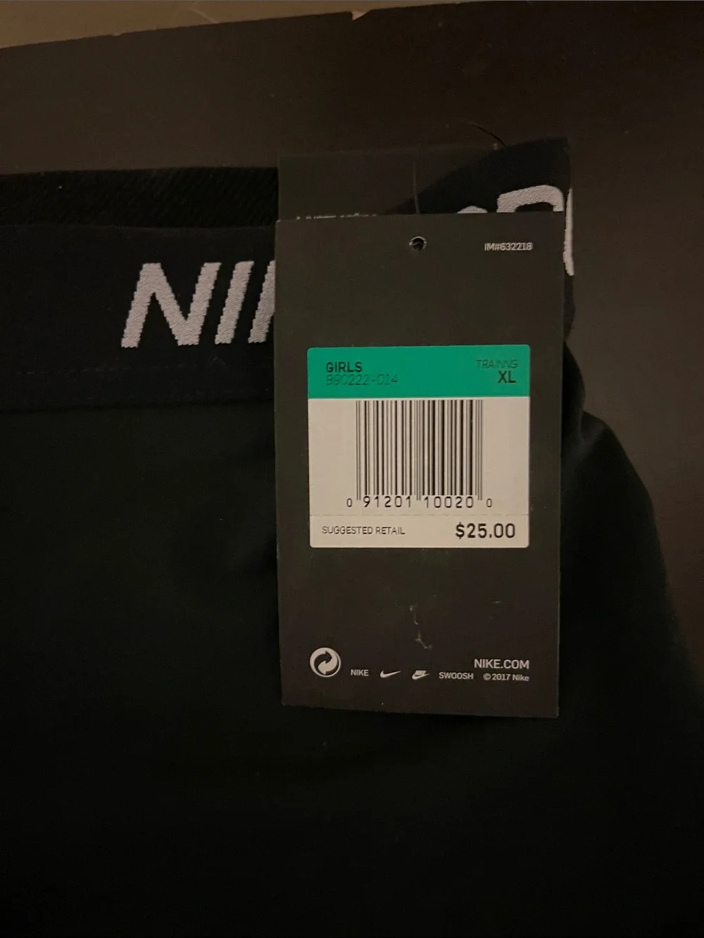 Nike Black Girls' Pro Athletic Dri-Fit Spandex with White Swoosh